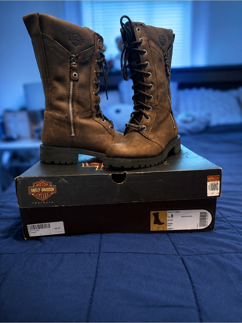 Harley-Davidson women’s Brown Lace-Up Moto Boots